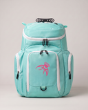 The Courtside Backpack in Aqua, front view